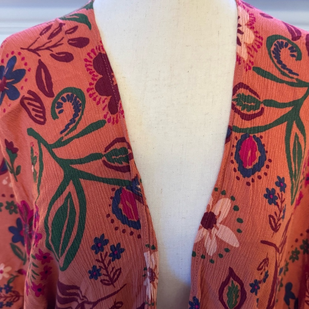 Easel Los Angeles Floral Boho Open-Front Duster Kimono – Size Small - Picture 2 of 11